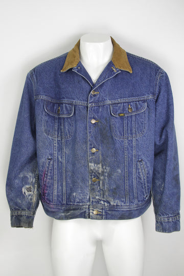 Vintage 90s Distressed Lee Storm Rider Blanket Lined Denim Jacket - XL