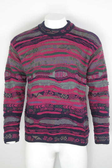 Vintage Coogi Style Textural Colourful Sweater - L