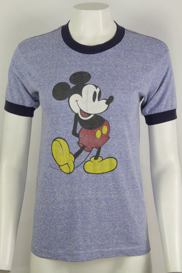 Vintage Mickey Mouse Marl Ringer T-shirt  - As worn by John Lenon in New York  -  S