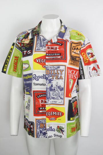 Vintage 40s Pop Art Style Print Shirt - M/L