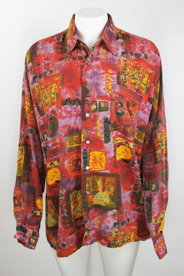 Vintage Long sleeve 90s Patterned Shirt - M