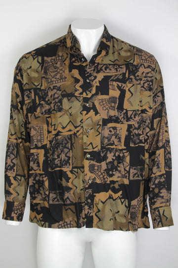 Vintage 90s Patterned Long Sleeved Shirt - XL
