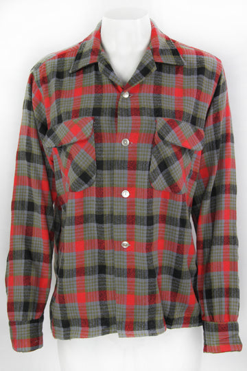 Vintage 50s Flap Pocket Wool Shirt - M