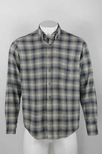 Vintage check flannel shirt - Grey and beige - L