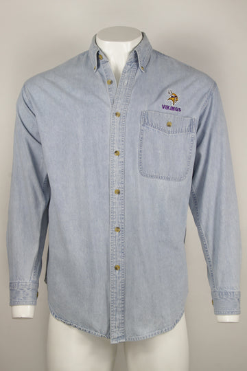 Vintage Lee denim shirt with Minnesota Vikings embroidered - L