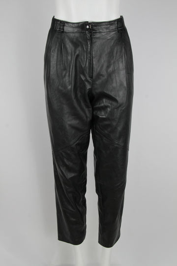 Black leather 80s/90s trousers - S